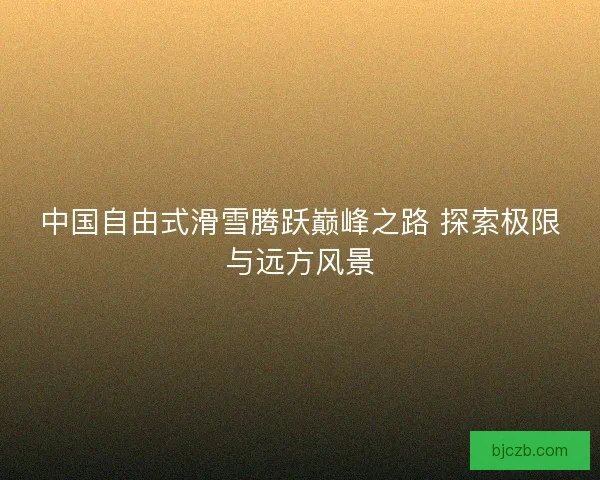 中国自由式滑雪腾跃巅峰之路 探索极限与远方风景