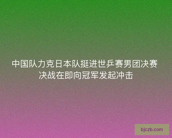 中国队力克日本队挺进世乒赛男团决赛 决战在即向冠军发起冲击