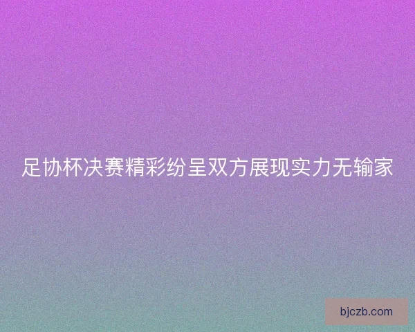 足协杯决赛精彩纷呈双方展现实力无输家